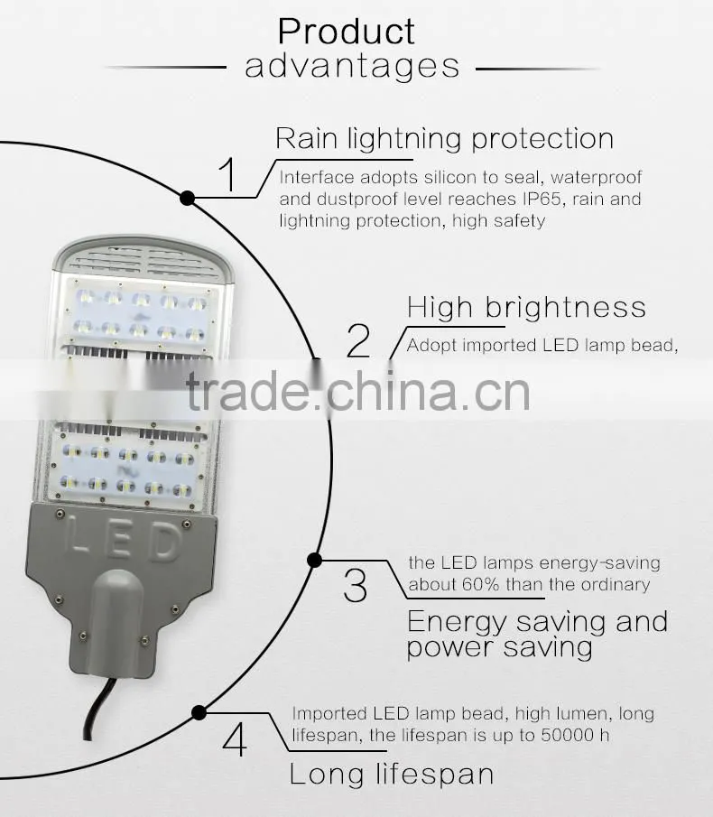 led street light with Meanwell driver Bridgelux led chip, 120lm/w