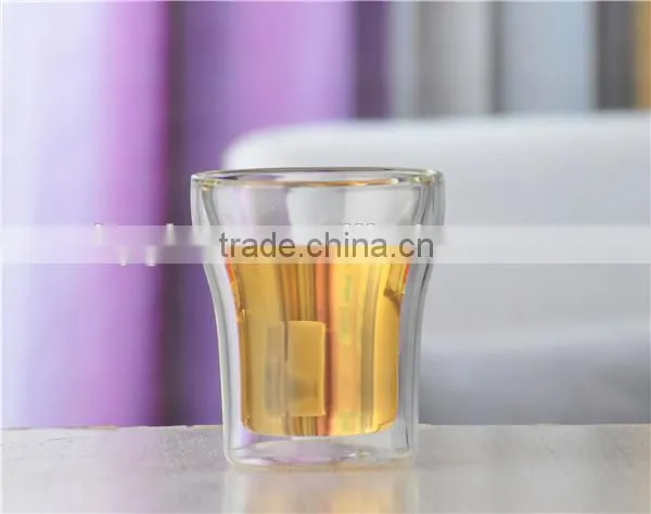 crystal borosilicate double wall glass juice cup