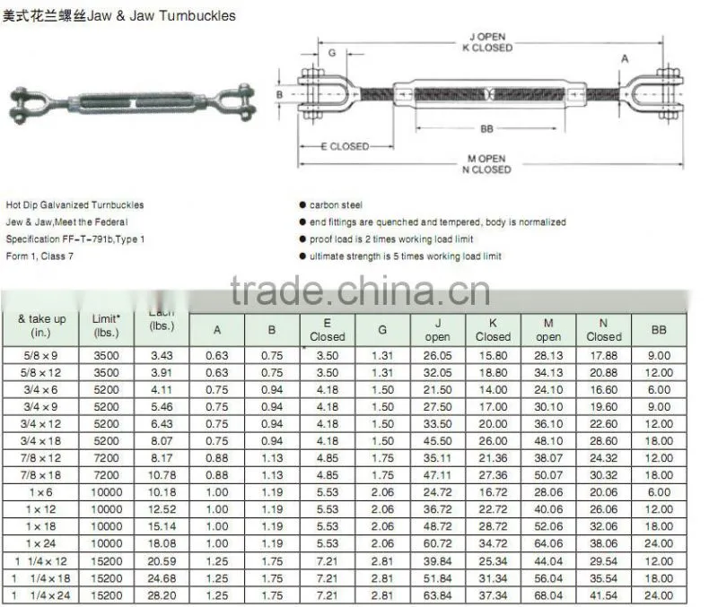 Galvanized Eye & Hook Small Size Turnbuckle