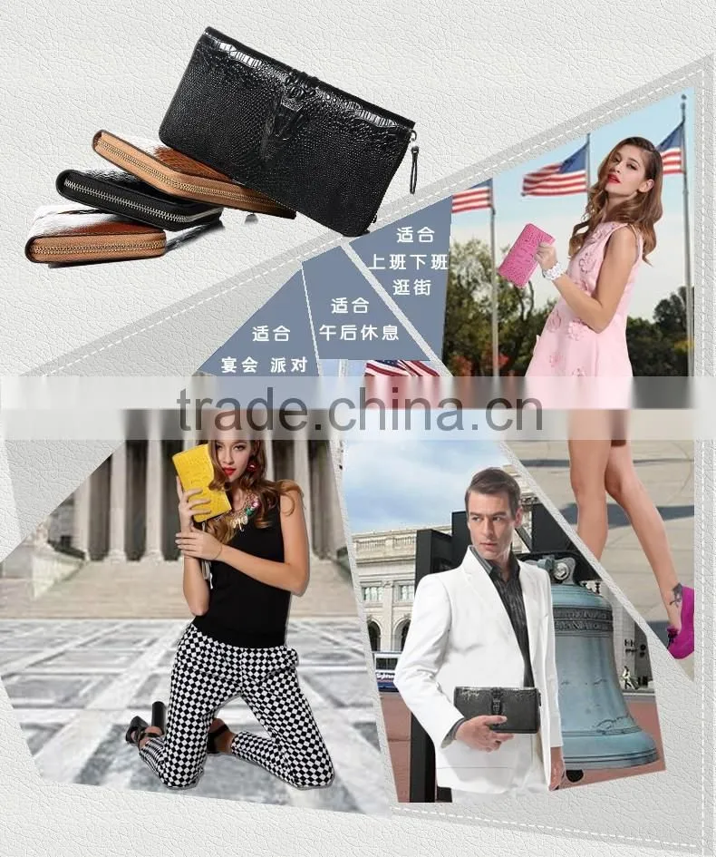 Unisex Men or Women Alligator Clutch 2016 fashion leather wallet in Guangzhou