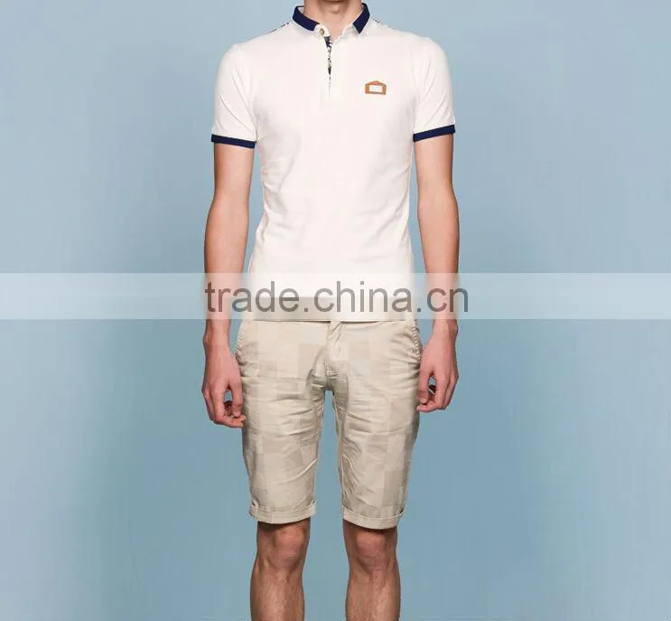 Men's pocket t shirt with pocket -Men's lapel short sleeves back yoke print 100% cotton t shirt