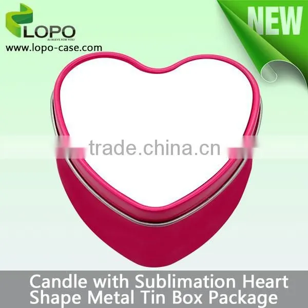 Heart shaped Sublimation Customed Metal Tin candle holder for lovers