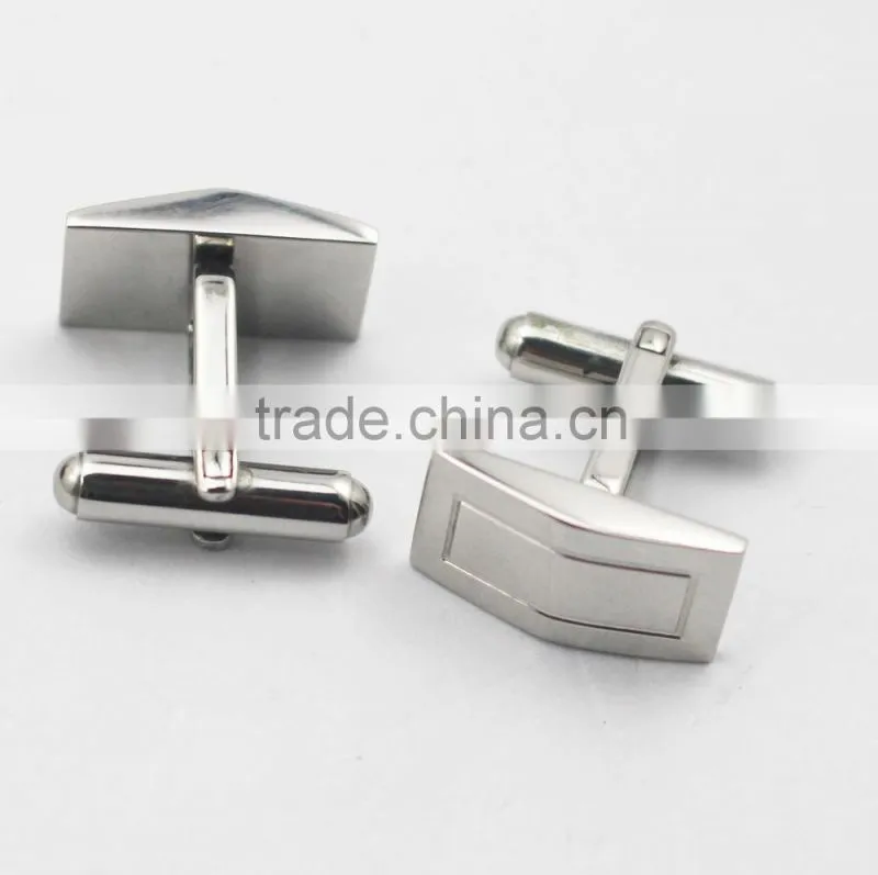 Blank Stainless Steel Rectangle Plain Silver Cufflinks For Men and Women