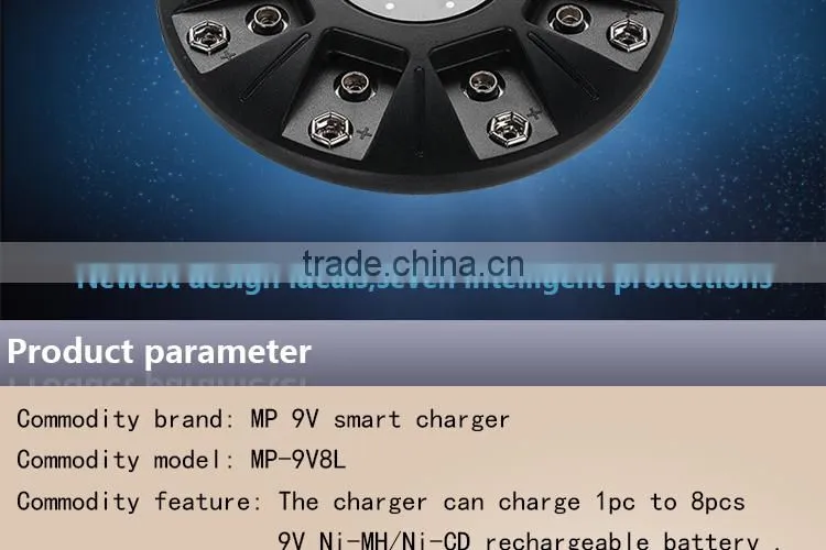 2016 OEM 9V Li-ion Ni-MH Battery Charger + Rapid Charger+ 8 Bay 9V Li-ion Ni-MH Rechargeable Battery Charger