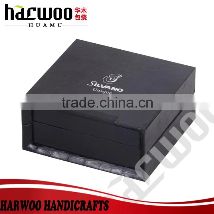 High-end matt wooden cufflink storage box with logo