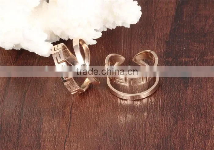 high quality jewellery rose gold plated stainless steel cuff double ring