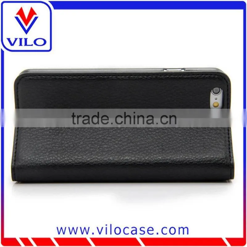 Flip leather phone case with magnetic fastener for iphone 6