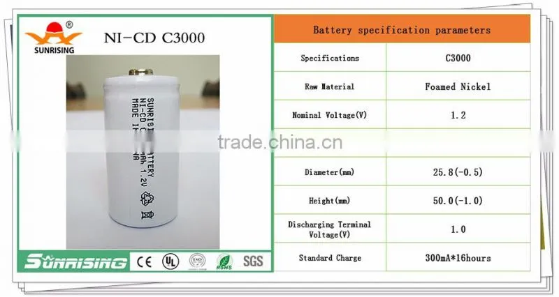 Nicd SC 3000mAh Rechargeable Battery / 1.2V Ni CD Rechargeable Battery