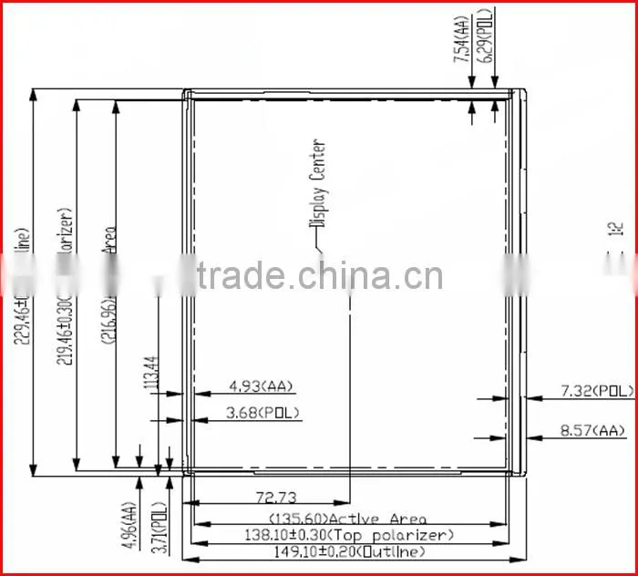 10.1inch lvds 350nits 1280*800 IPS screen touch lcd panelwith I2C interface CTP