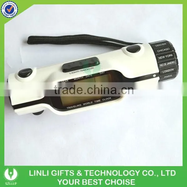 Promotional gift led torch world time travel clock