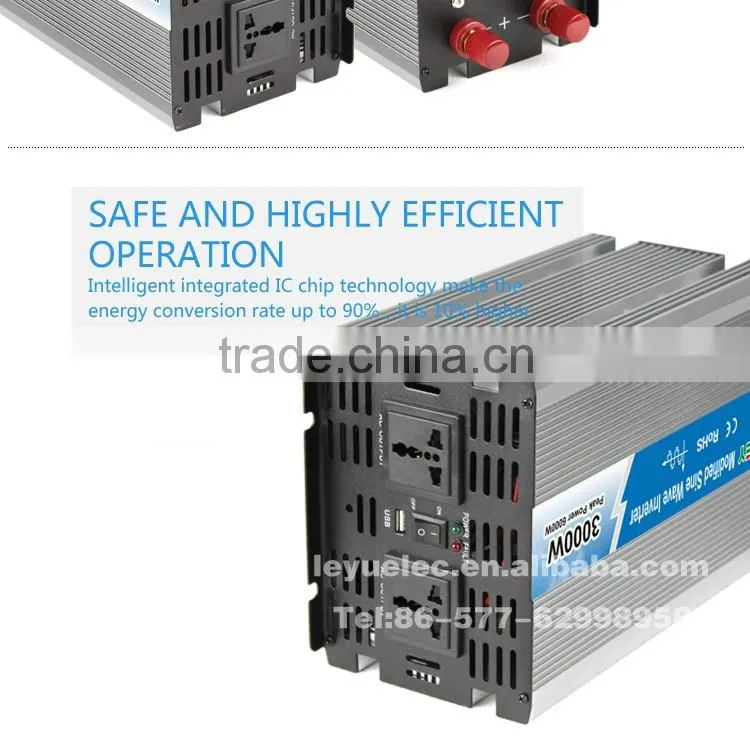 CE RoHS approved 3000w modified wave power inverer dc input 24v ac output 110v/220v with solar panel