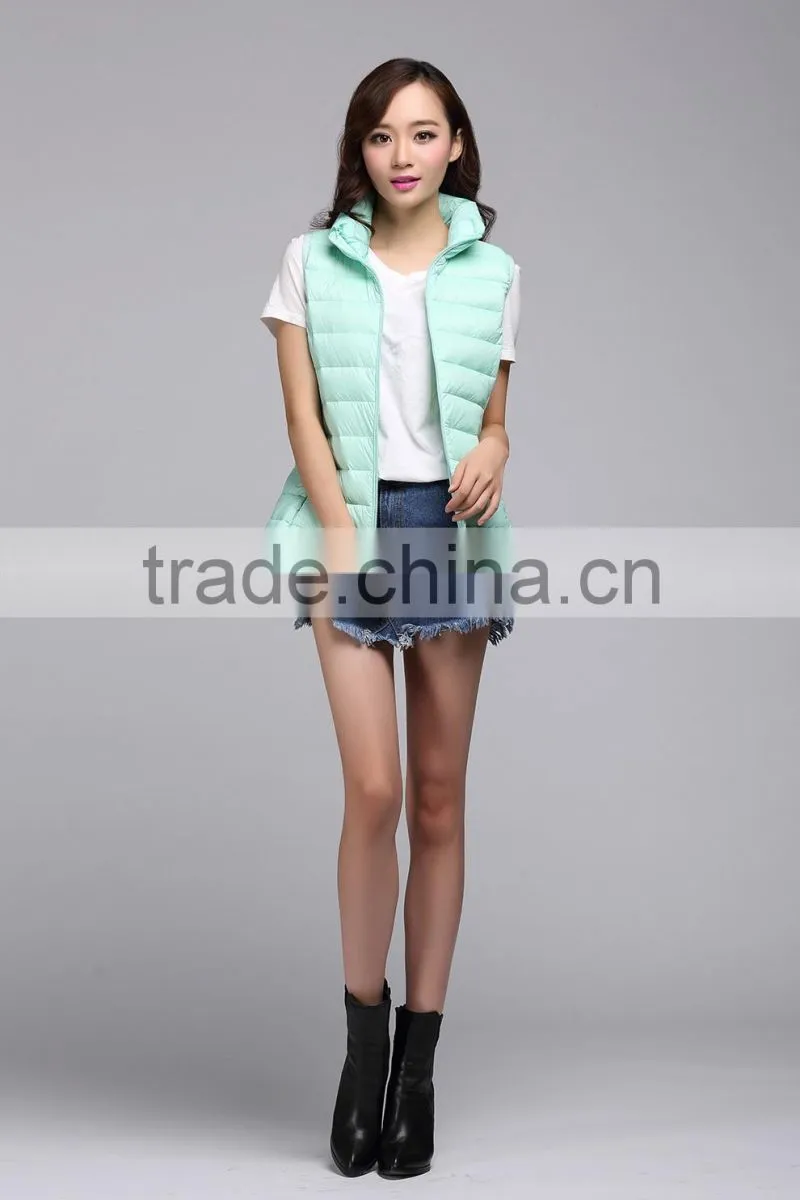 2015 Apple green warm down sports sleeveless winter vest