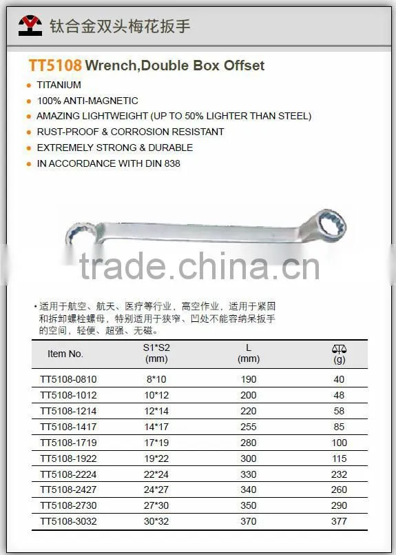 Titanium hand tool Double Box Offset Wrench
