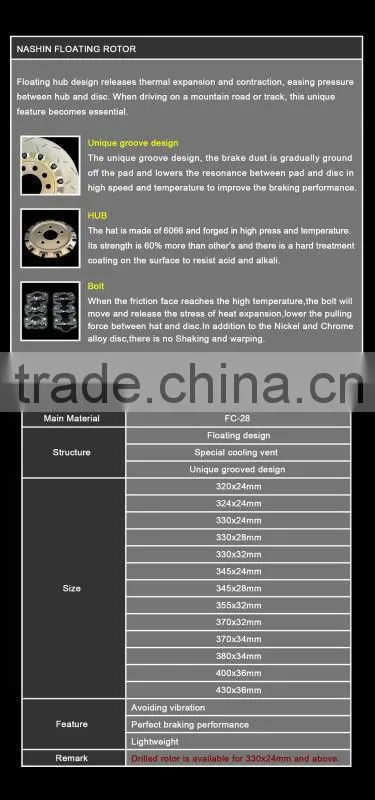 Nashin Taiwan for Lamborghini racing car Floating disc