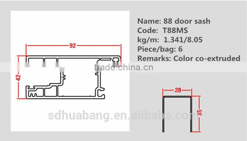 extrusion pvc profiles door sash in plastic windows and doors