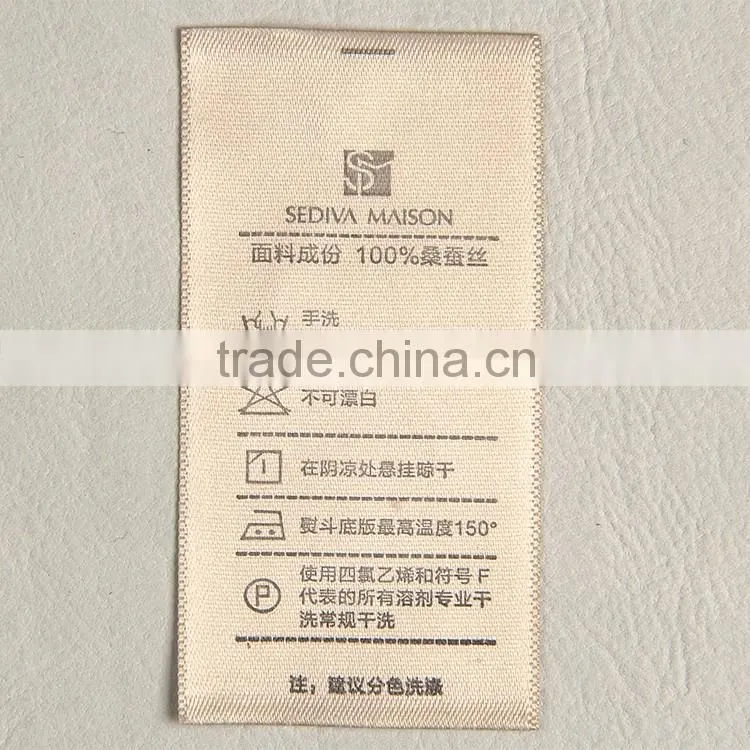 China label factory manufature printing washing care label for beaded garment