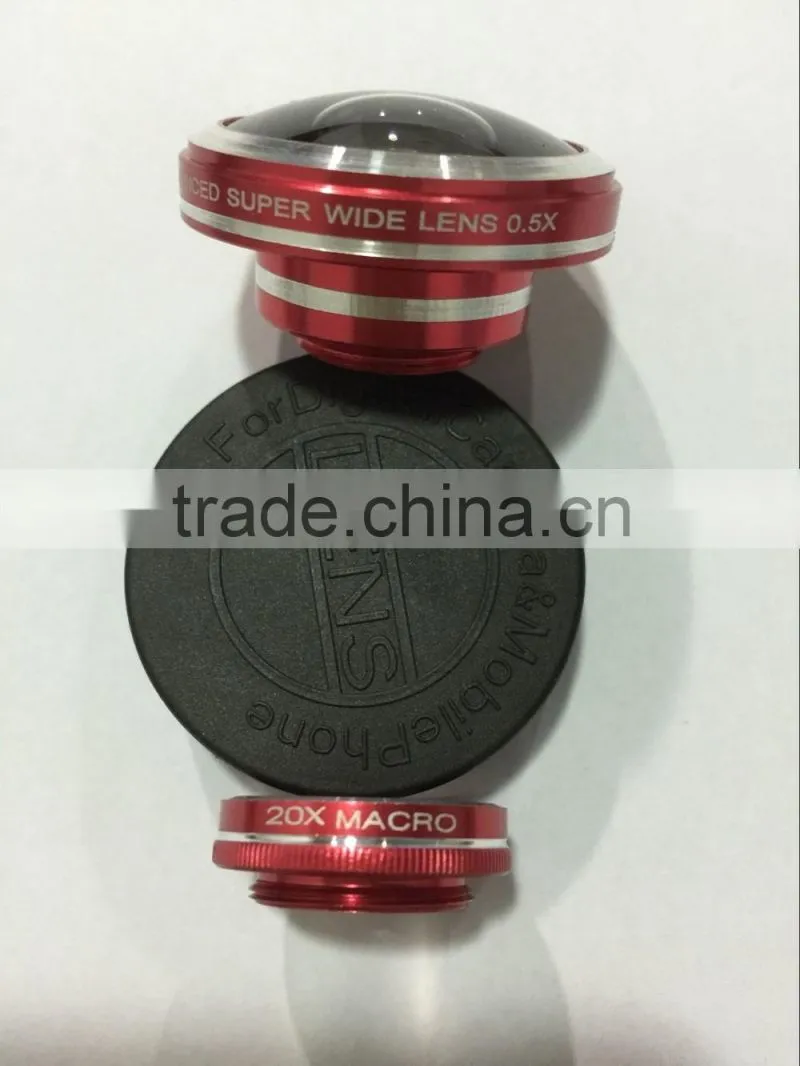 2016 Hotting 0.5x Super wide angle lens +20x macro high quality universal 2 in 1 clip camera lens