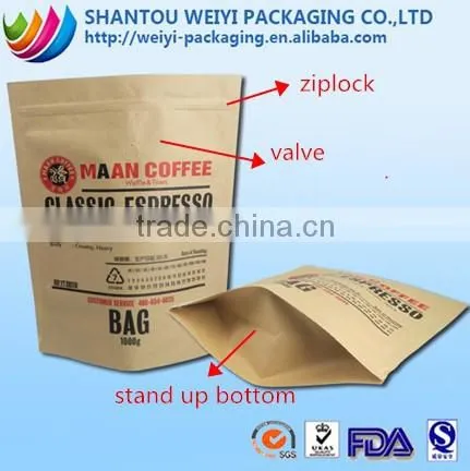 Custom high quality kraft paper bag with window and zipper