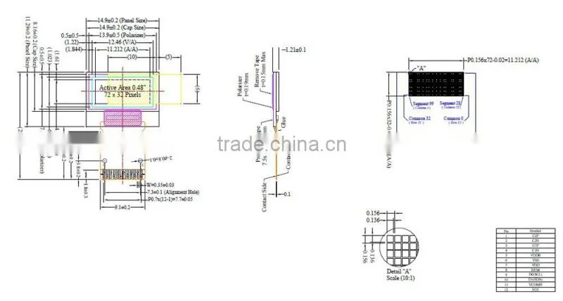 0.48 inch Oled monochromatic landscape under the 72 * 32 feet 12 pin