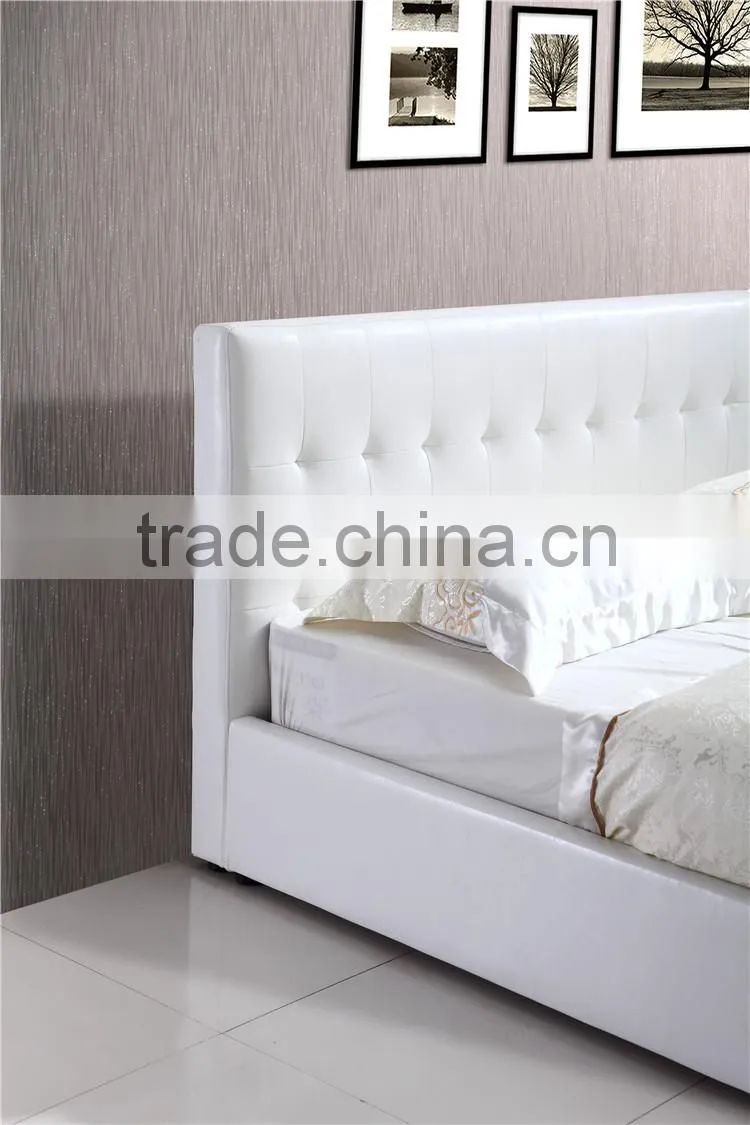 Modern Style Pu Gas Lift Storage Bed In White Color YD02