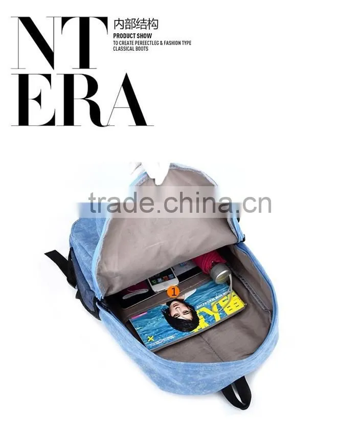Korean Style Canvas Backpack Bag for Girls Bowknot Travel School Bag