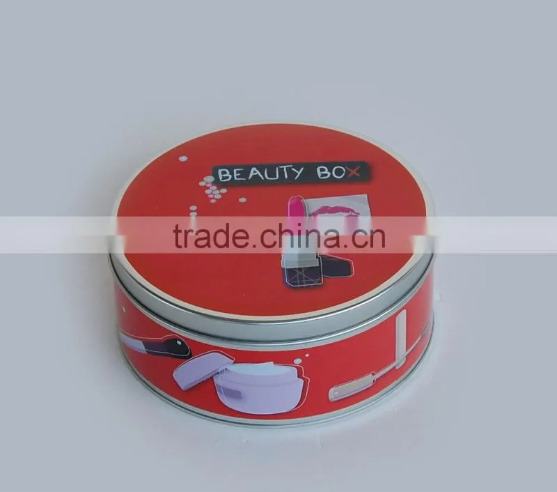 Round tin box for cosmetic package Use cosmetic package tin box