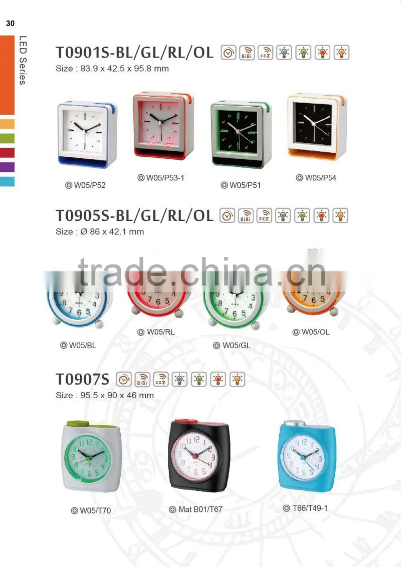 3D arabic numbers touch LED light alarm clock