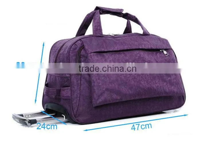 China Heavy Duty Polyester Purple Trolley Travel Bags LXB012