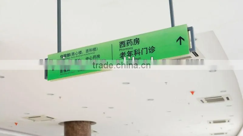 Indoor suspending, hanging hospital sign board