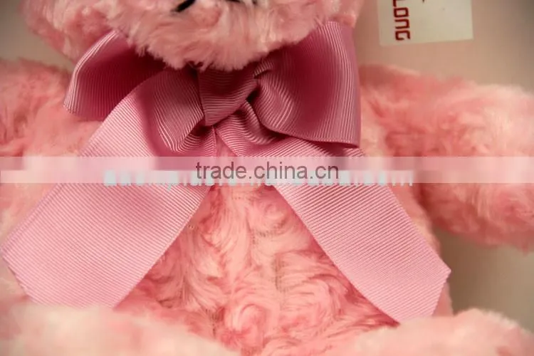 Luckiplus Hot Sale First Class Pink Bear With Pink Bowknot Safe Technology Toy For Kids