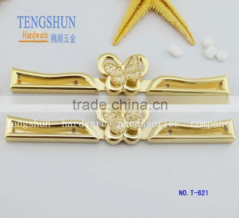 Zinc alloy decorative side clip with A diamond for purse metel bag parts wholesale