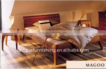 hot sale new mahogany wood double hotel beds HB-01hotel furniture