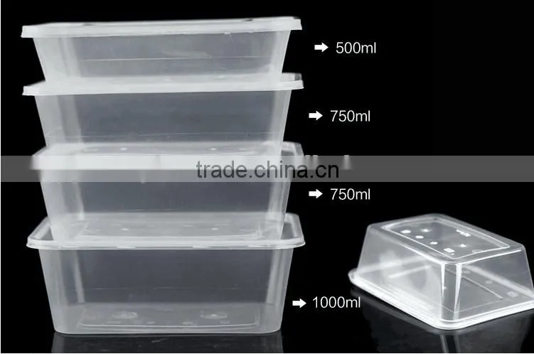 disposable food grade 400ml square shape plastic kitchen food container
