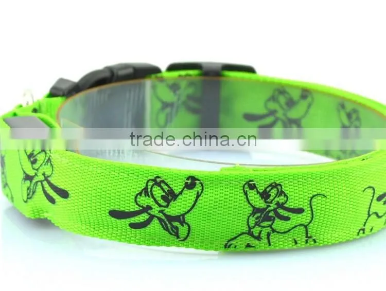 Cute Cartoon Dog LED Nylon Pet Dog Cat Collar Night Safety LED Light-up Flashing Glow in the Dark Lighted Dog Collars