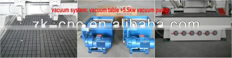 Wood Carving Machine With 2 GC Air Cooling Spindles/Dust Collector/DSP/Vacuum Table ZK-1325-2