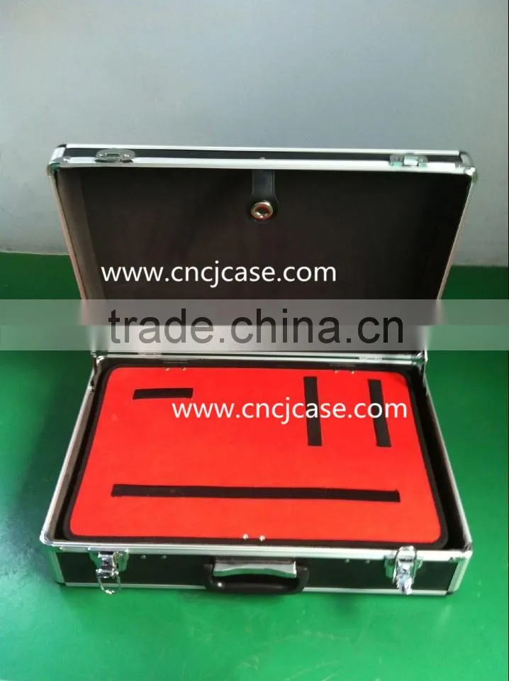 Easy carrying black aluminum tool case with handle