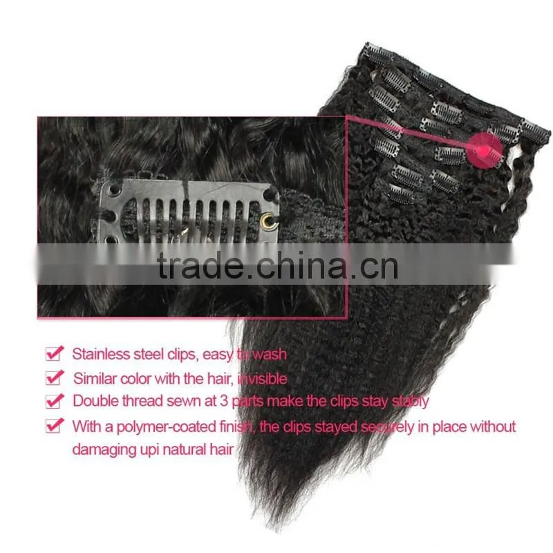 kinky straight clip in human hair extensions brazilian hair wholesale distributors