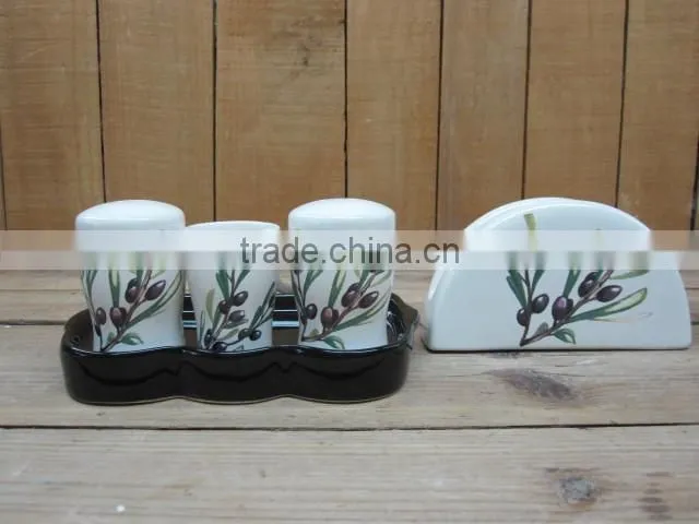 Ceramic Coffee Cup with Saucer Set with Olive Decal