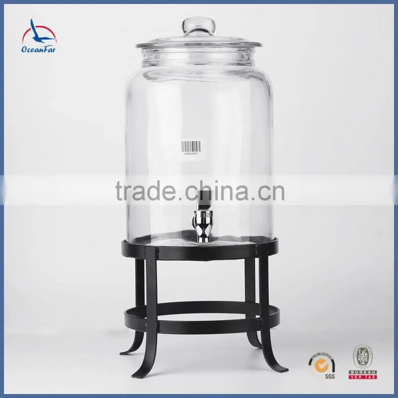 Good Quality Glass Beverage Drink Dispenser Clear Glass Jar With Tap