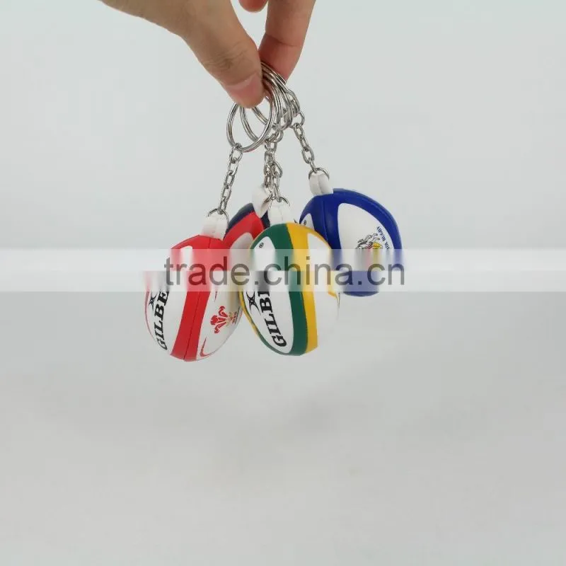 Promotion cheap cute rugby ball keychain,2016 promotional pu mini rugby ball stress ball keychain