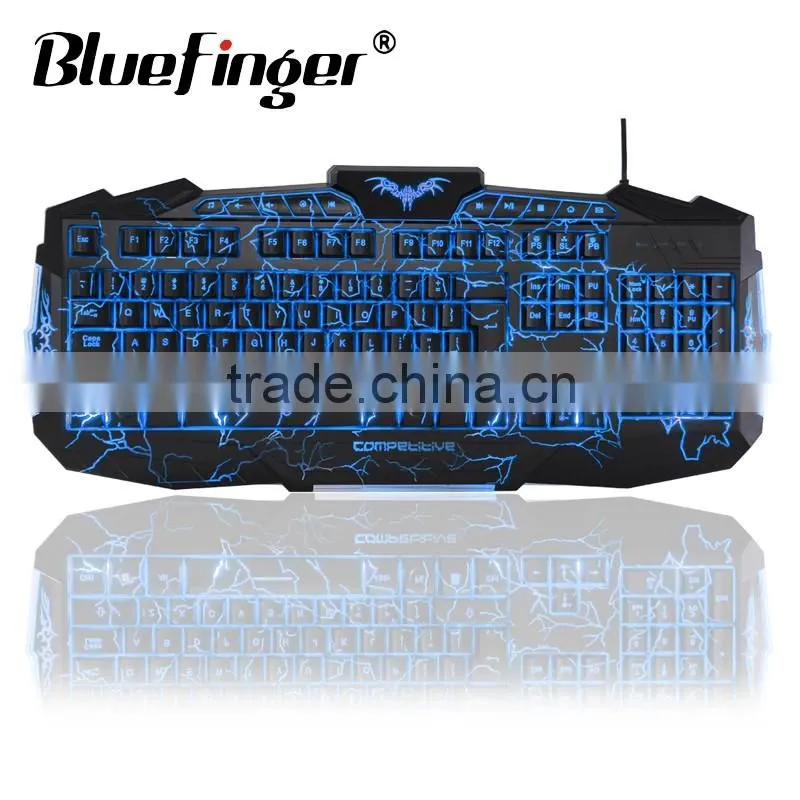 Popular USB wired backlit keyboard with cool crack parttern