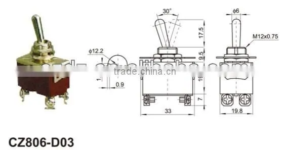 Toggle Switch/20A 125V(CZ806-D07) on-on switch,MICRO TOGGLE SWITCHES