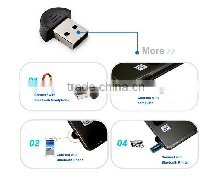 USB Wireless Bluetooth Dongle Adapter for Laptop Desktop Tablet Computer - BLUE