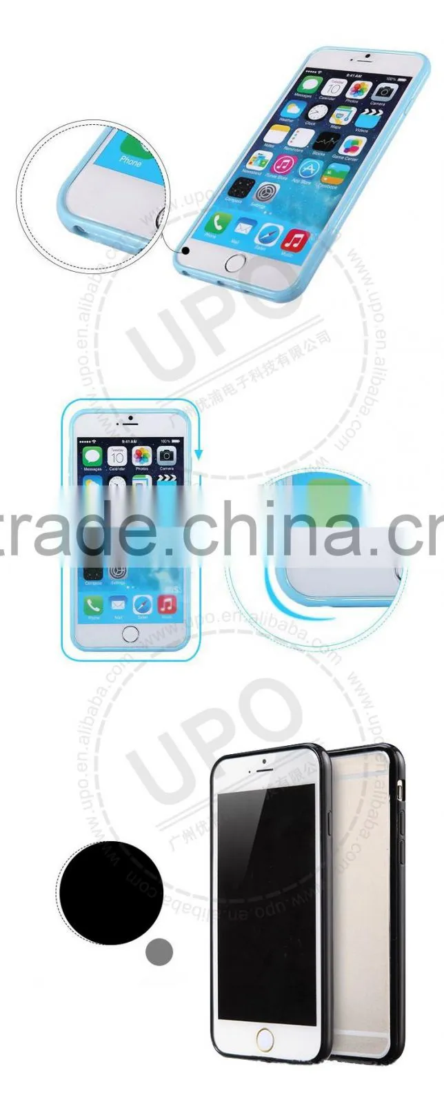 Flexible Soft gel tpu bumper and slim transparent hard PC plastic back clear case cover for iPhone 6 6s
