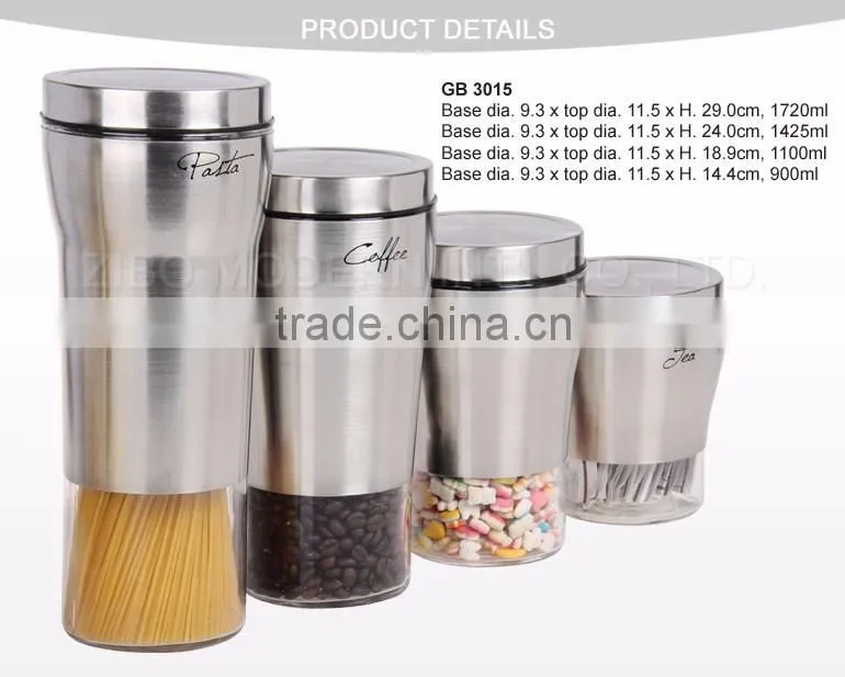 Hot Sale Stainless Steel Coating Modern Novelty Round Cookie Glass Jars And Lids