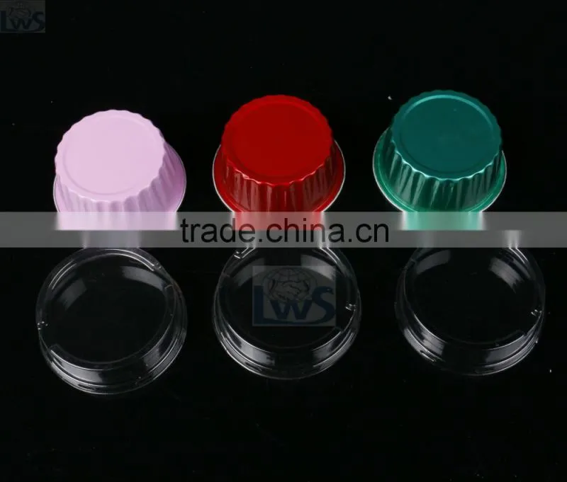colored high quality round aluminum foil container with lid used for pudding,yogurt, cupcake