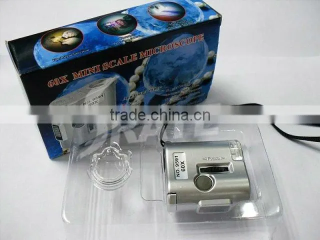 NO.9591 60X LED Illuminated Pocket Microscope with Scale