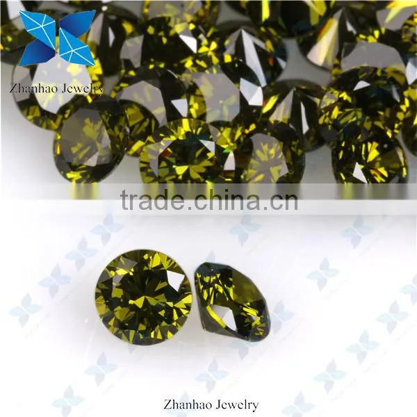 Raw material dark peridot loose cubic zirconia stone for jewelry