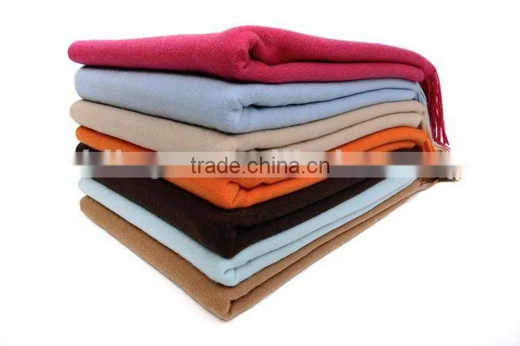 high quality woven solid color cashmere bed throw blankets