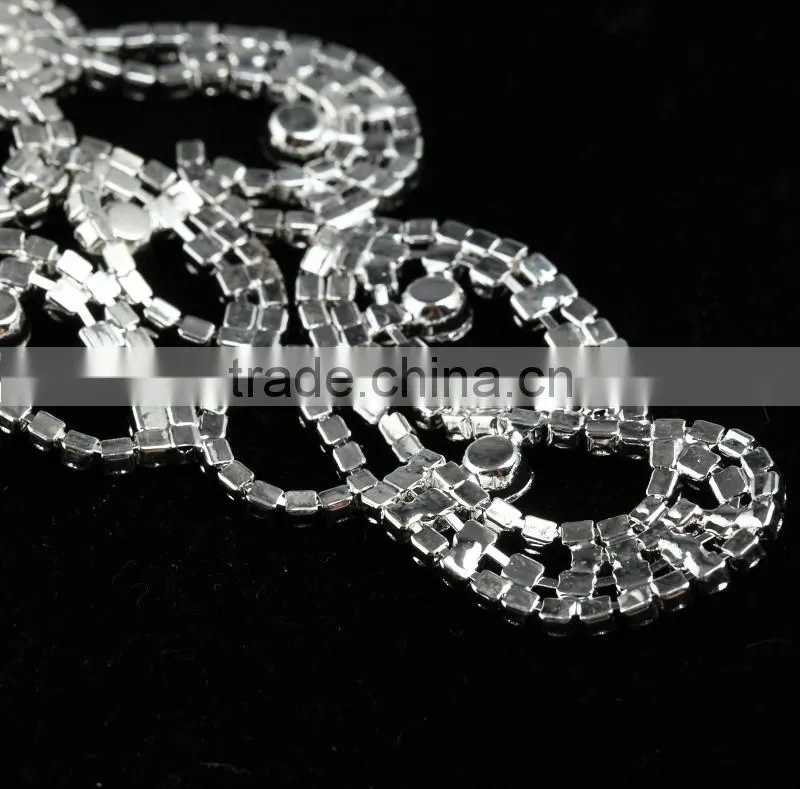 Wholesale Charming Crystal Silver Lady Rhinestone Lace Motif Sewed on Wedding Dress